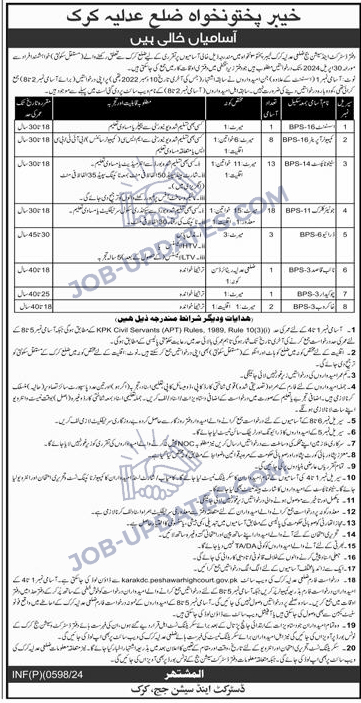 New Vacancies in District Judiciary Karak 2024