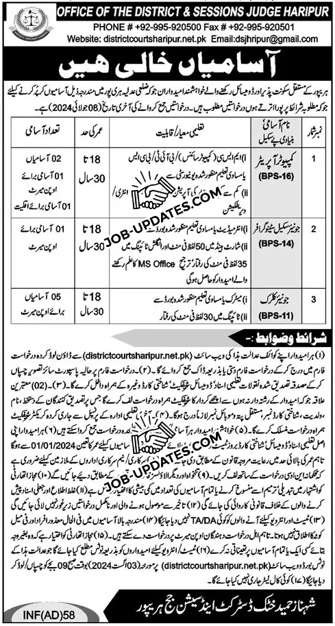 Computer Operators, Stenographer and Clerk Jobs in KPK June 2024